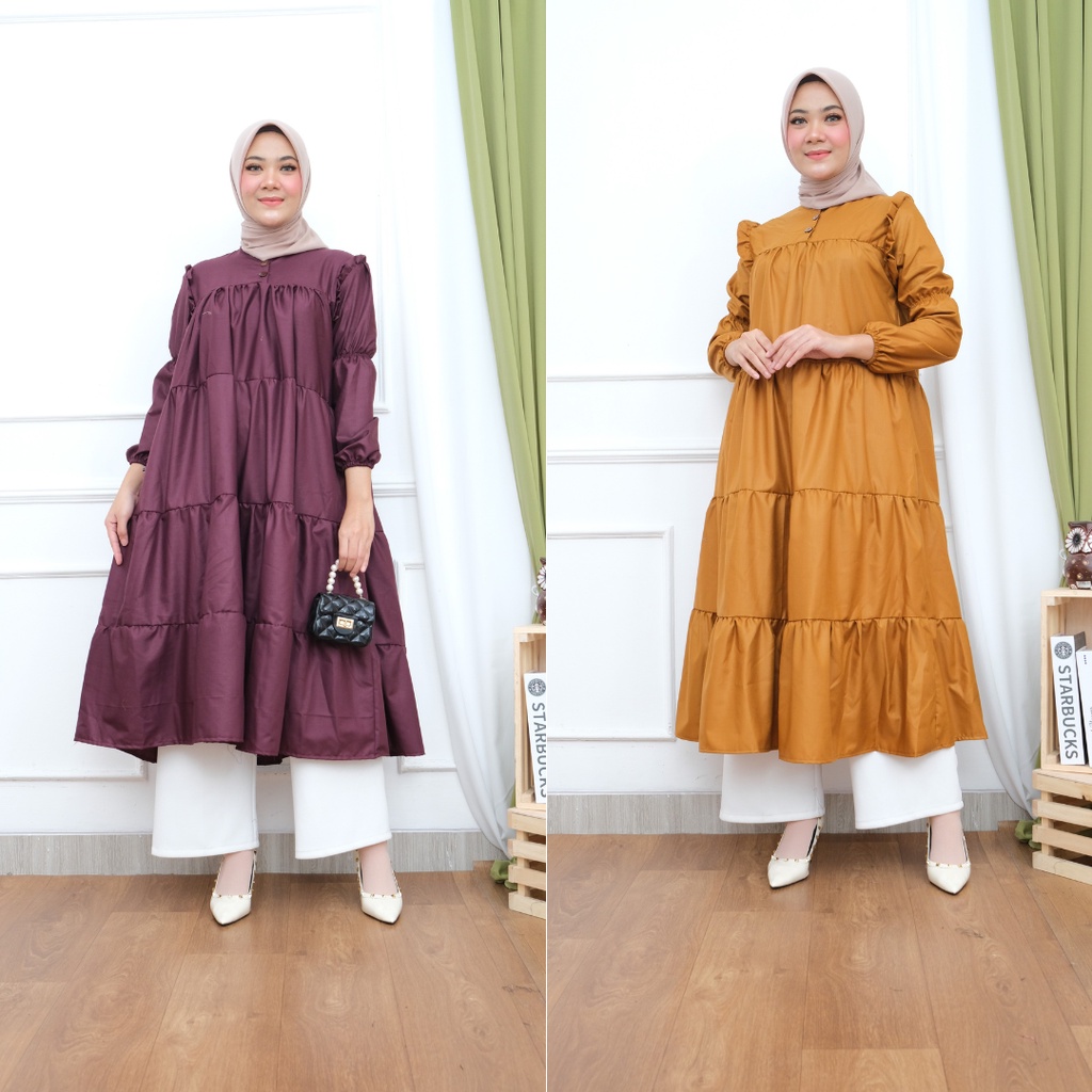 LIVI MIDI DRESS KATUN PREMIUM GAMIS SUSUN MIDI GBM