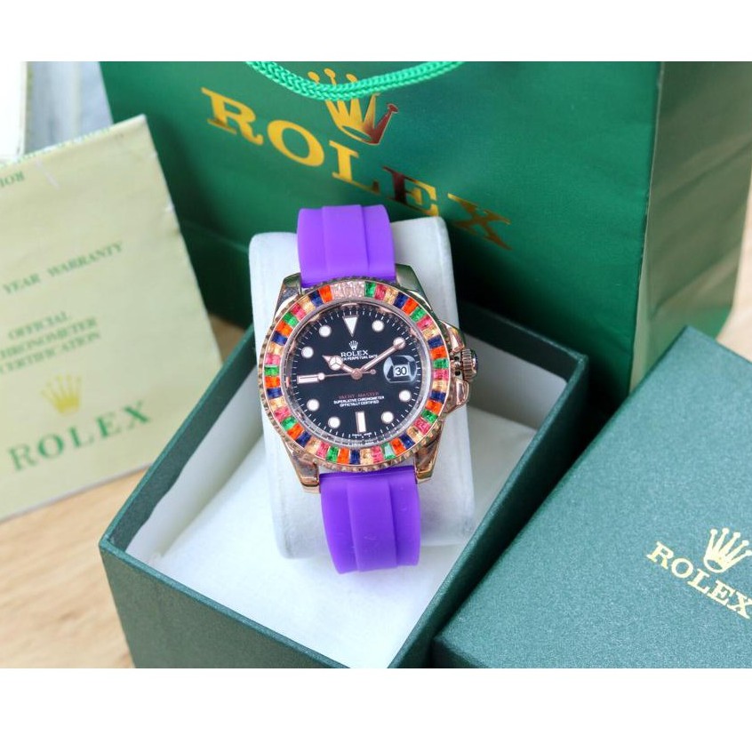 Best Seller Jam Tangan Wanita / Cewek Rolex YACHT-MASTER Fashion 2556PW Tgl Aktif Free Box - COD