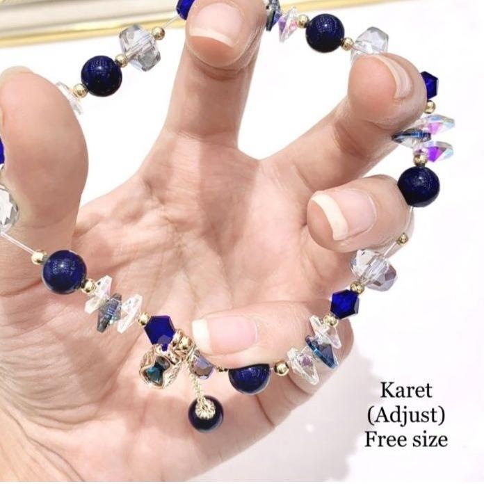 ۝ Gelang Batu Giok Swaroski Karet Titanium ☎