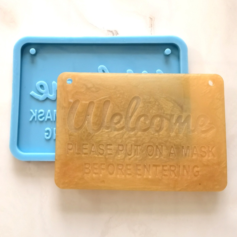 SIY  DIY Welcome-Door Plate Resin Mold Silicone Letter Sign Resin Mold Craft Tools