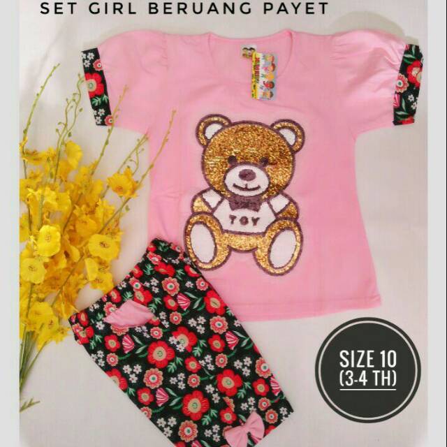 Setelan xunkids beruang payet