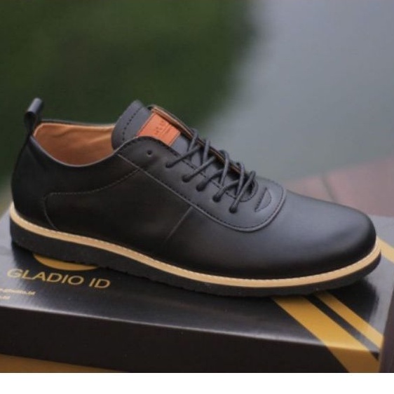 ENOZ X GLDO - Sepatu Fantofel Sneakers Hitam Pria Casual Kasual Spatu Snaker Pantofel Cassual Formal Kerja Kuliah Sekolah Cowo Kulit PU Sintetis Premium Berkualitas Original Sapatu Kets Laki Laki Remaja Dewasa Keren OOTD Kekinian