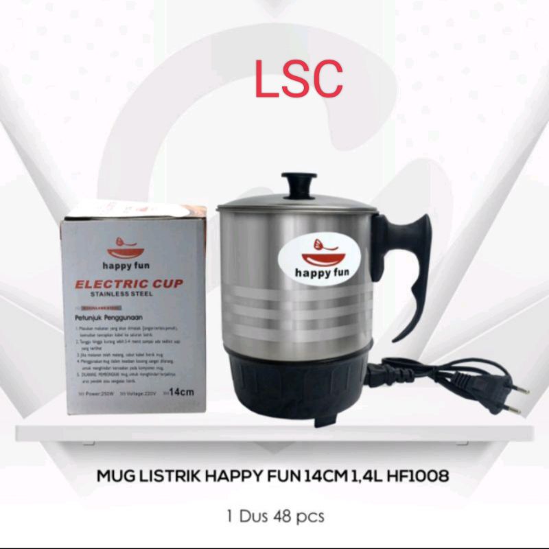 Teko pemanas air listrik mug listrik stainless Happy fun murah