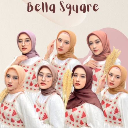 (TERMURAH) hijab Segiempat Bella Square Pollycotton premium Soft Magenta/Guava/Mustard