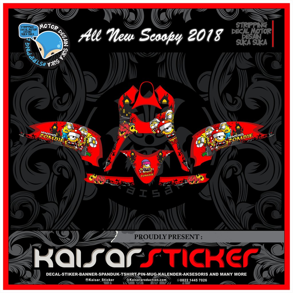 Decal Sticker Motor Honda All New Scoopy 2019 Minion Merah