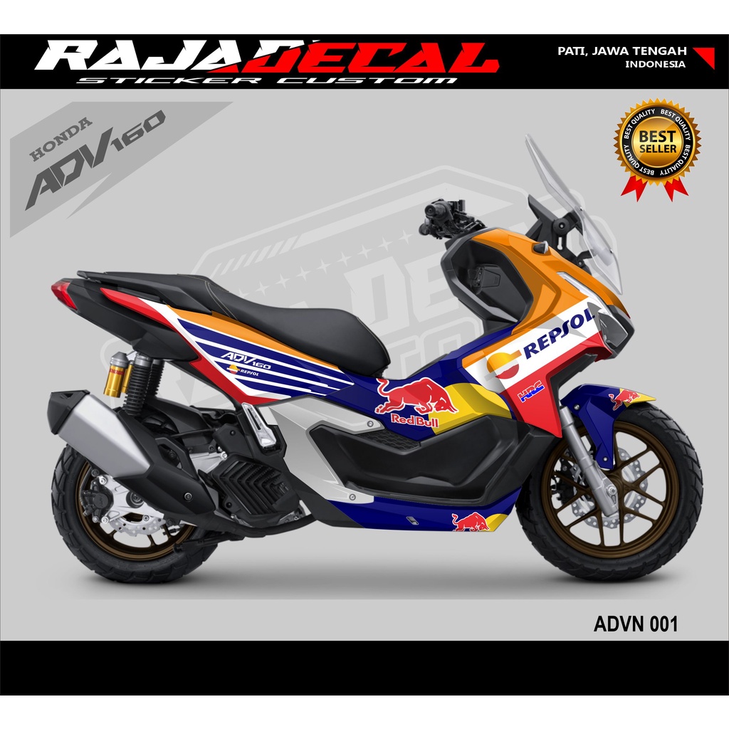 Modifikasi Honda ADV 160 2022-Stiker Dekal ADV 160 Disain Motif Honda Repsol ADVN 001