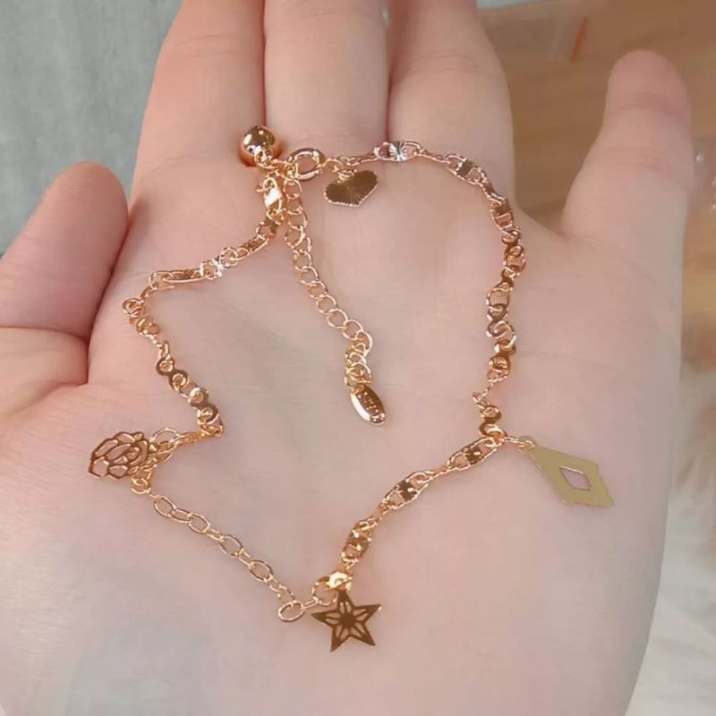 Gelang Kaki Titanium Wanita Anti Karat, Anti Alergi, Tahan Lama, Di Jamin REALPICT 100% Dan High Quality, Gelang Kaki Wanita Gold