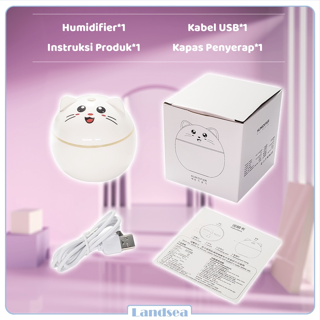 Landsea  Humidifier Air 300ml Diffuser Aroma - Pelembab Udara - Terapkan ke Essential oil