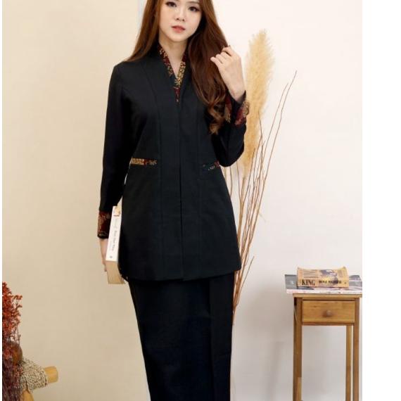 Wow Murah Meriah.. Seragam Guru PNS Batik Set Rok atau Celana Jas Pemda Wanita Batik Coklat Khaki 50