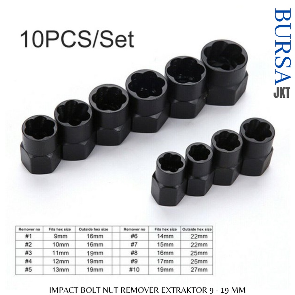 IMPACT BOLT NUT REMOVER SOCKET EXTRAKTOR SET 11IN1