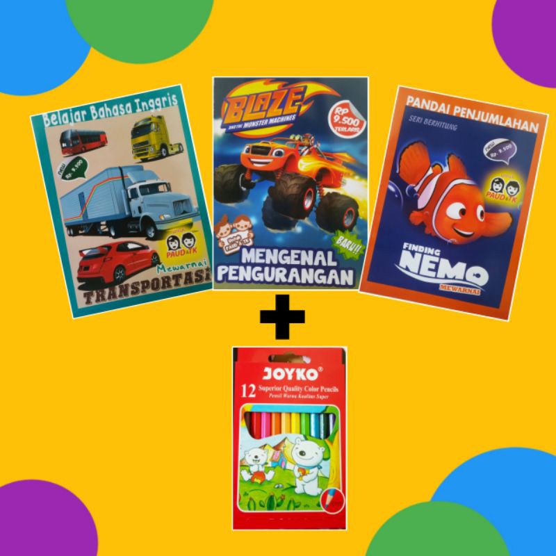 PAKET BUKU MEWARNAI SET BUKU MEWARNA BUKU MEWARNA KARAKTER