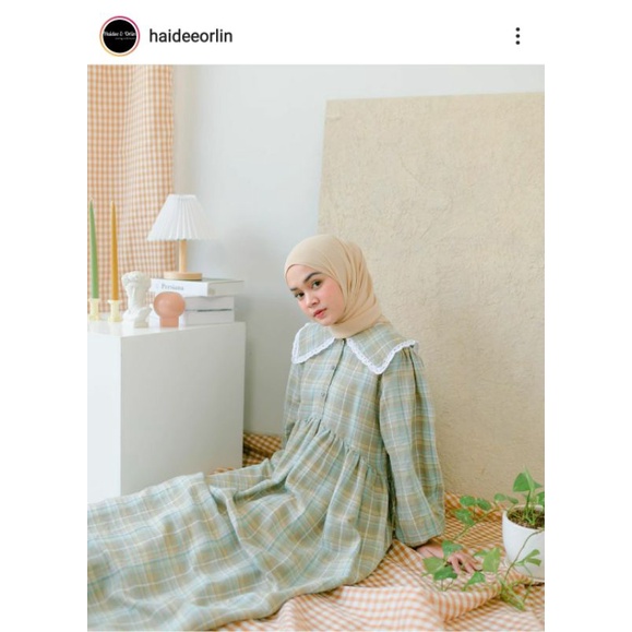 Sabine Dress Plaid Olive by Haidee Orlin