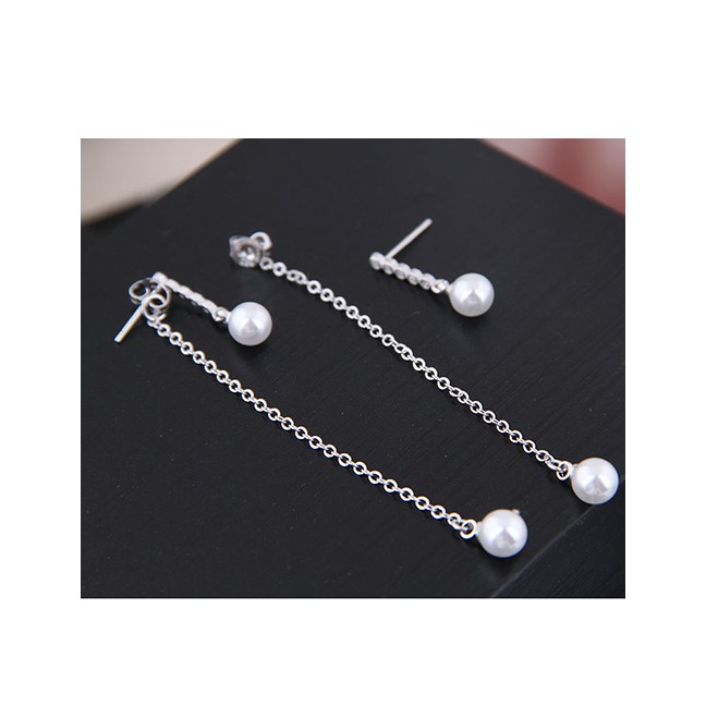 LRC Anting Tusuk Fashion Silver 925 Silver Needle Copper Pearl Stud Earrings A58929