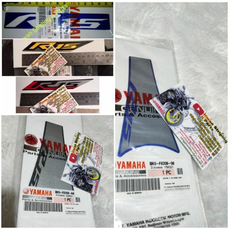 Sticker Stiker Striping Logo Teks R15 ORIGINAL Yamaha YZF R15V3 Hitam Grey Biru Movistar