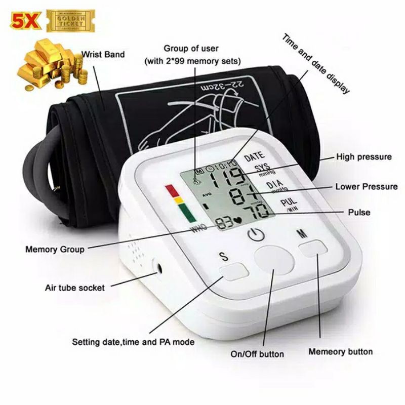 ALAT KESEHATAN PENGUKUR TEKANAN DARAH DIGITAL OTOMATIS PENGUKUR TENSI PENGUKUR DARAH TINGGI