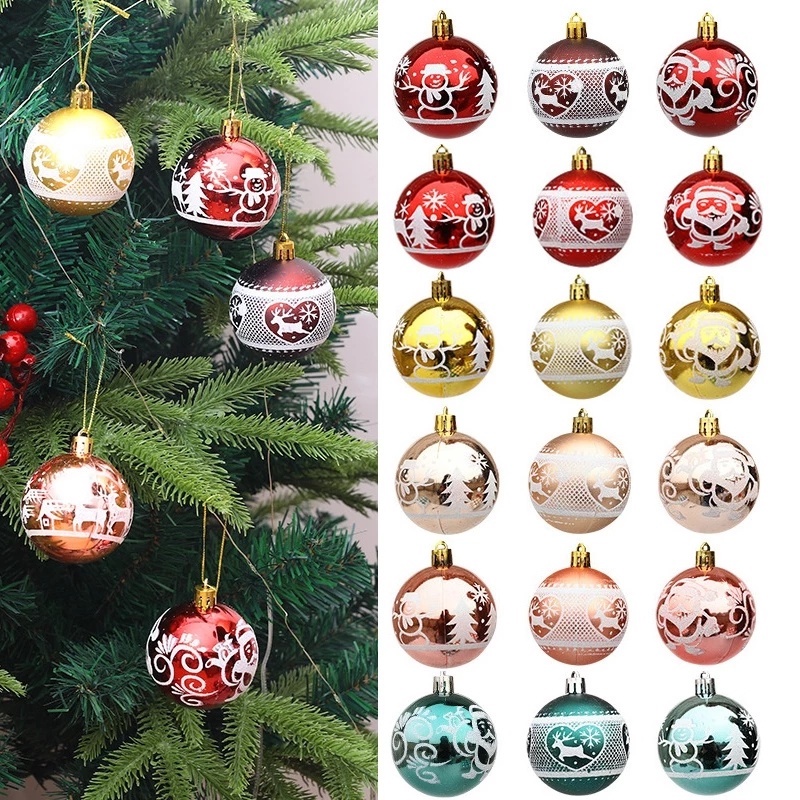 9pcs Ornamen Bola Gantung Bahan Plastik Warna-Warni Ukuran 6cm Untuk Pohon Natal