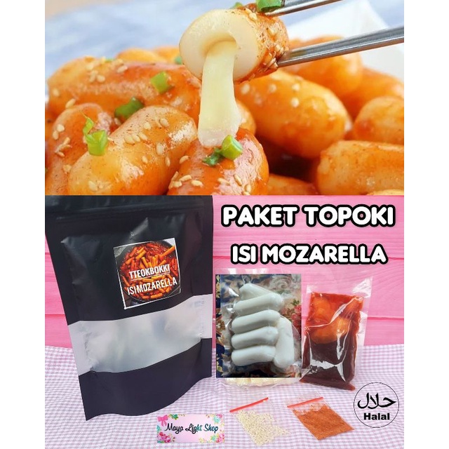 

paket topoki isi mozarella cheese lengkap saus gochujang kue beras isi keju mozarella saus gochujang gochugaru bubuk cabe wijen