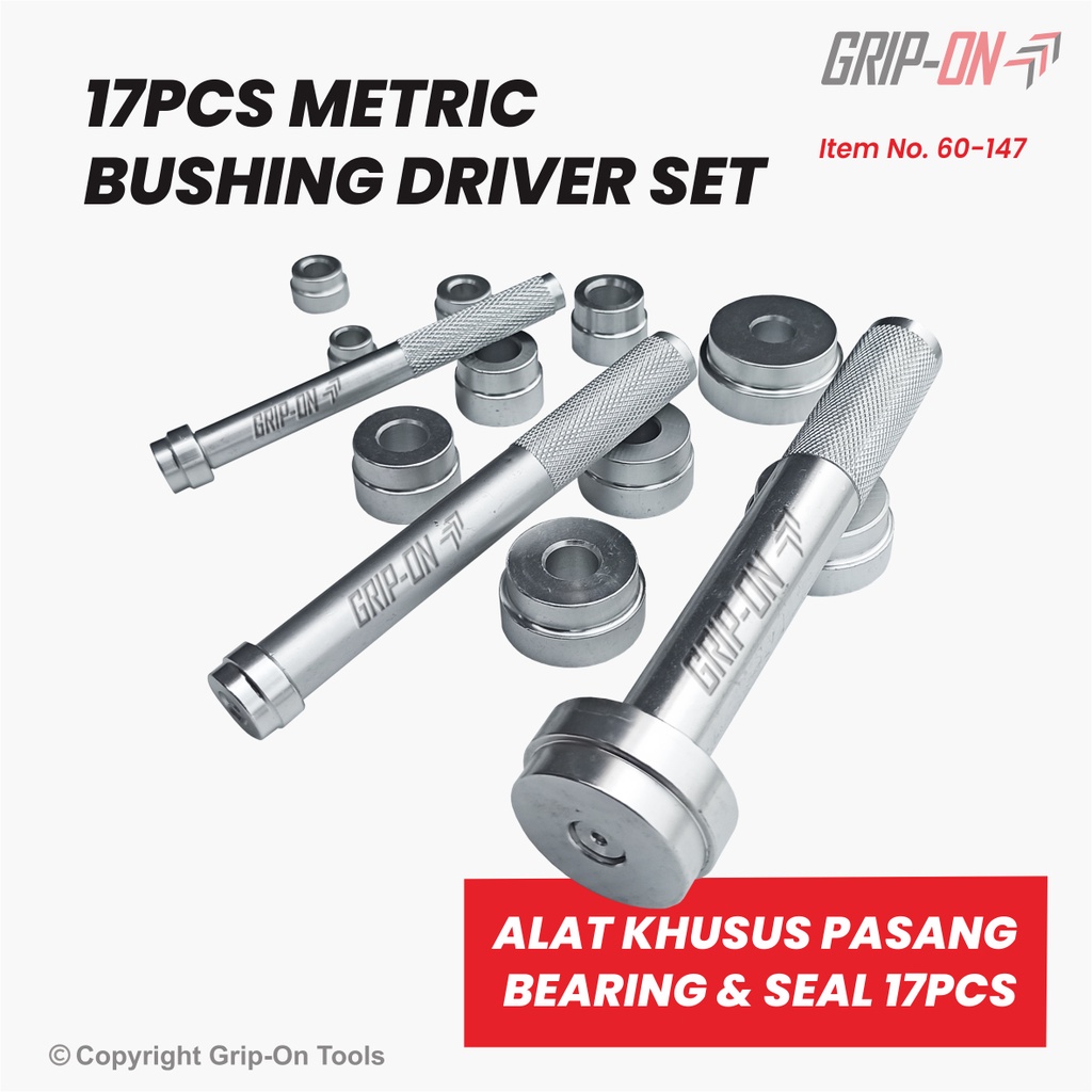 Grip-On Metric Bushing Driver Set 17-Pc Lepas Pasang Bushing Seal Driver 17 Pcs 60-147