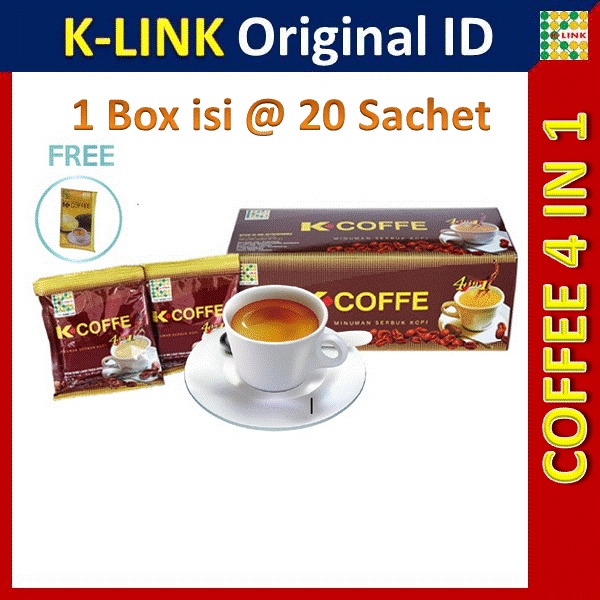 

K COFFE 4 in 1 Box isi 20 Sachet Kopi Ginseng Penambah Stamina K Link Official Original Store Free 1 Sachet Coffee Durian