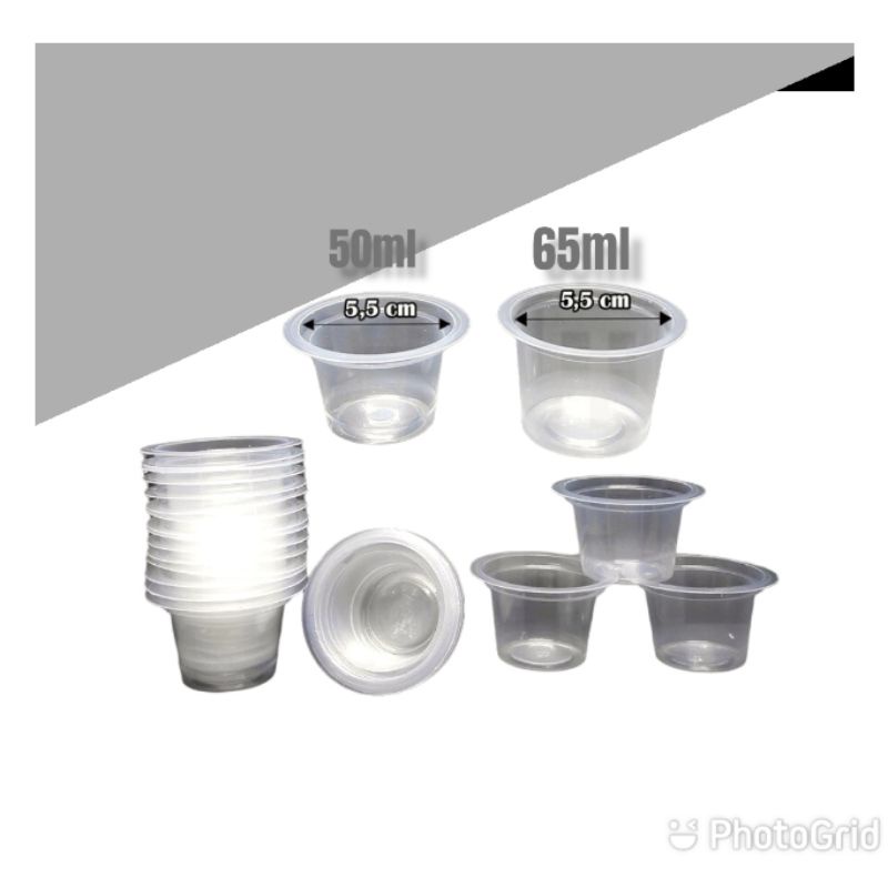 Cup Jelly/ Pudding / Cup Plastik Ice Cream 50 ml/ 65 ml isi 50 pcs
