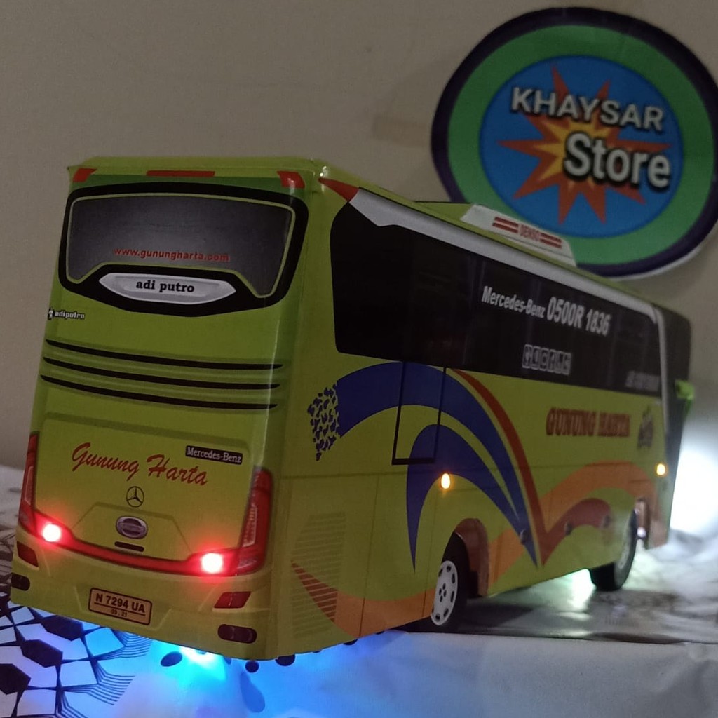 miniatur bus bis shd gunung harta plus lampu