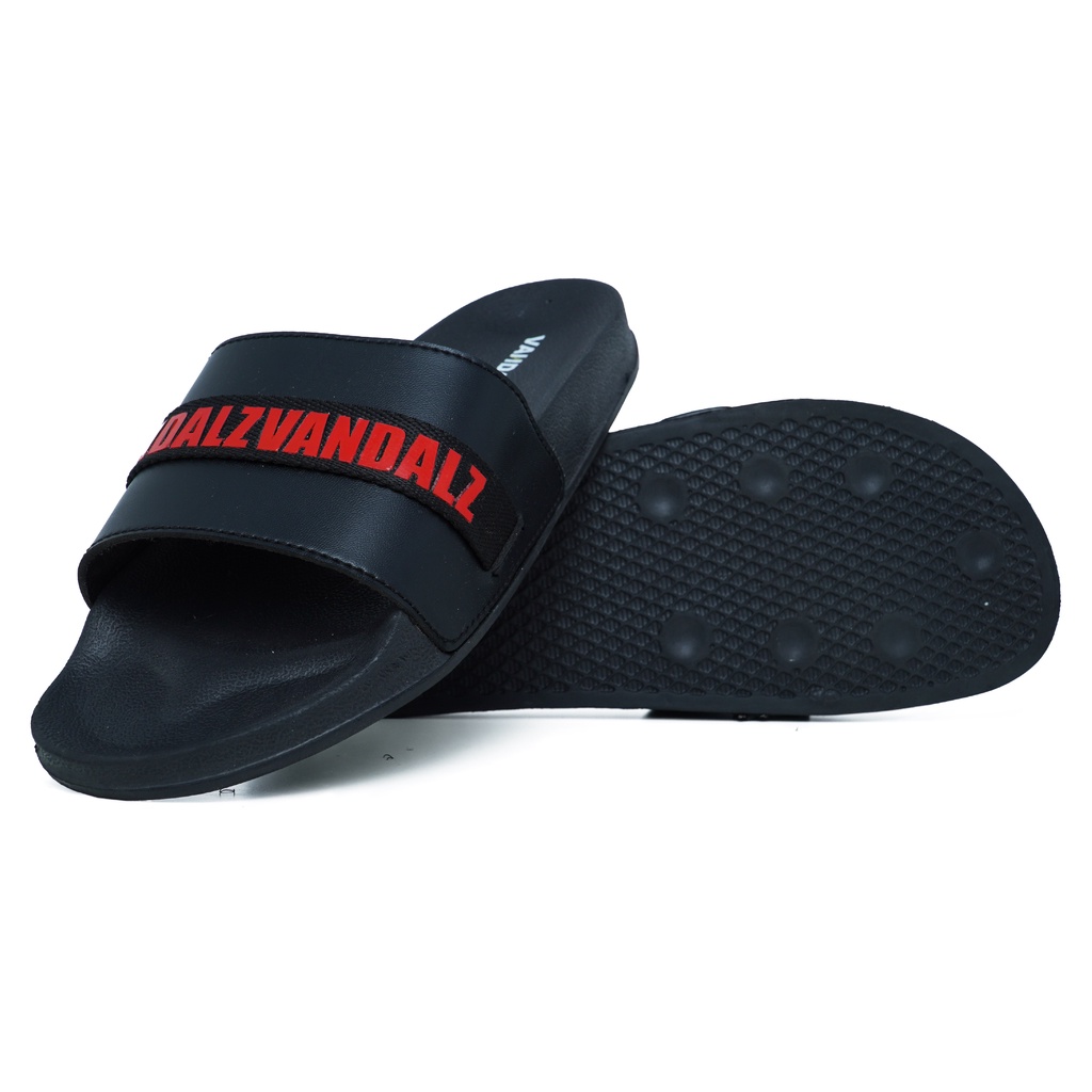 Vandalz Classic Sandal Pria Slip On Karet Sandal - Black Red
