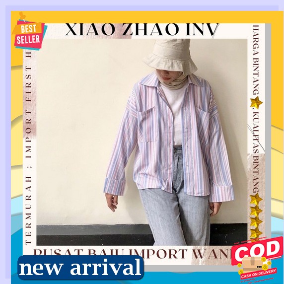 (Cod) Kemeja Polos Wanita Lengan Panjang Crinkle Oversize Casual Murah Terbaru Jumbo Outfit Ootd Ceb