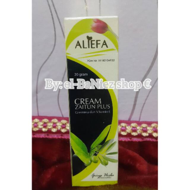 

Cream Zaitun ALIEFA plus Greentea dan (&) Vitamin E/ krim malam antioksidan teh Hijau/ green tea