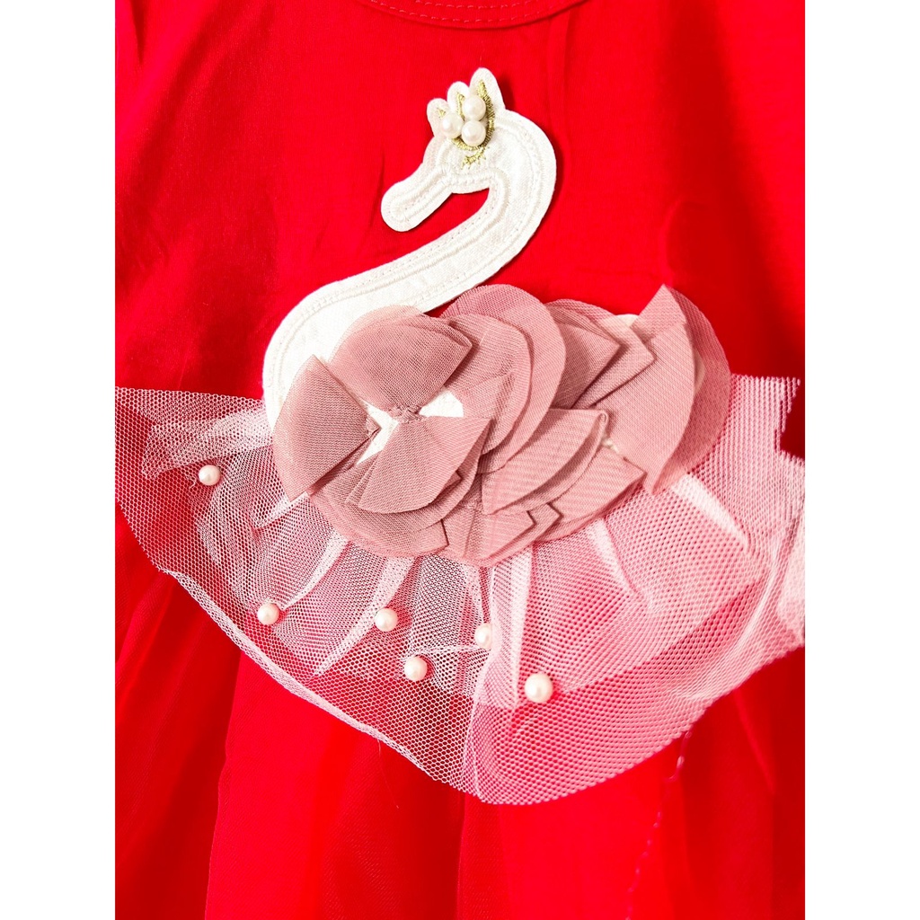 SIMPLE MEOW / LUCKY CAT / PEACHY / PRINCESS SWAN SLEEPING BEAUTY  DRESS Baju Dress Bunga Bandana Sepatu Pergi Lucu Fashion Anak Bayi Perempuan Cewek Import-4