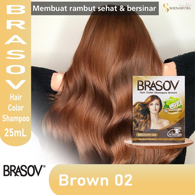 Brasov Hair Color Shampoo | Pewarna dan Penutup Uban pada Rambut 25 mL