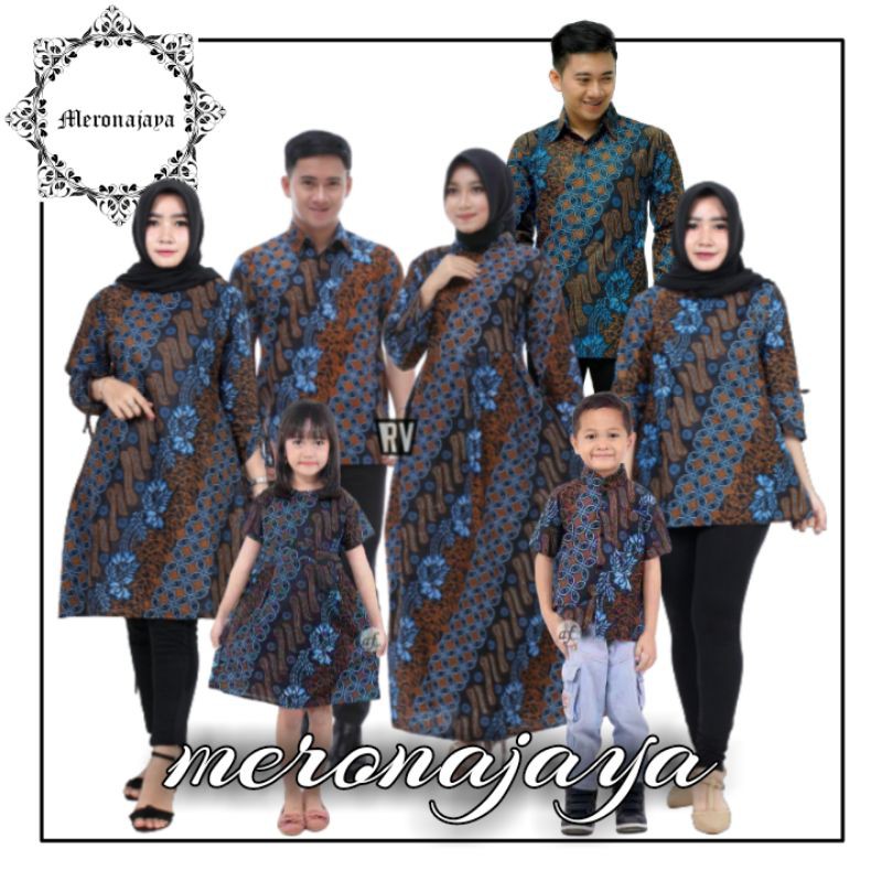 SENO BIRU | Batik couple keluarga modern batik keluarga gamis jumbo termurah di shopee Baju batik keluarga