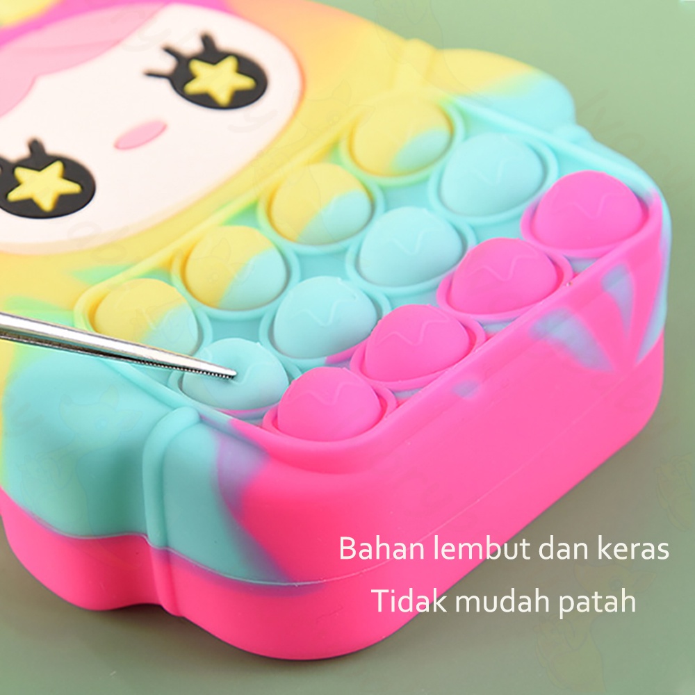 Ivorybaby Tas anak pop it lucu Dompet import Tas slempang anak perempuan kelinci Pop it jelly