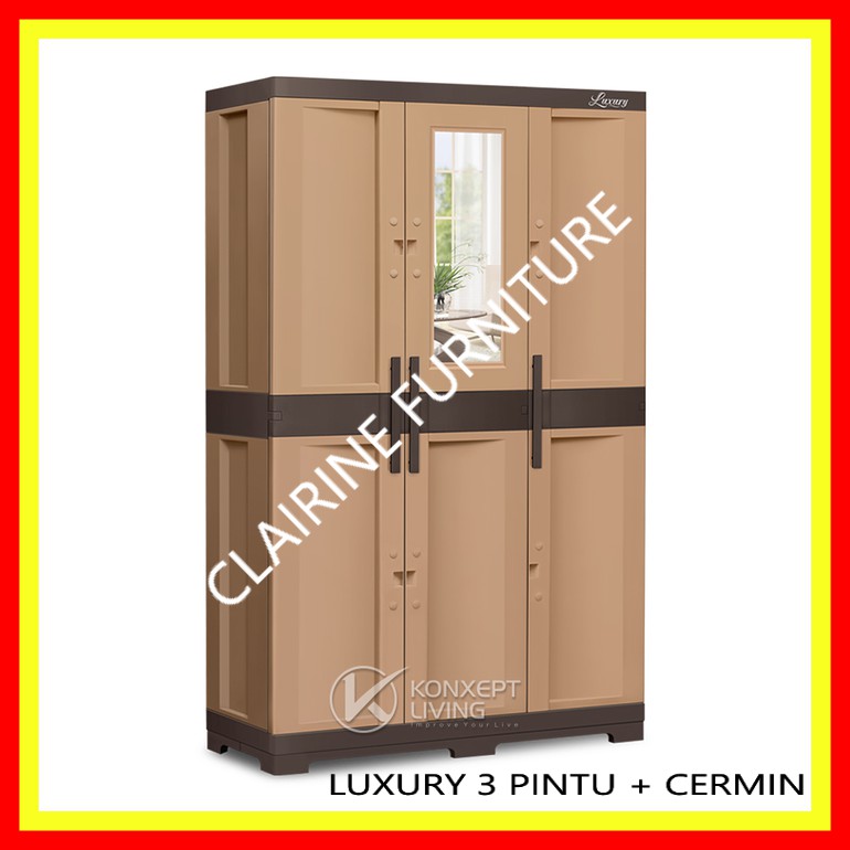 LEMARI PLASTIK TABITHA LUXURY 3 PINTU + KACA