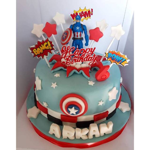 Kue Ulang Tahun Captain Amerika Cake Ultah Captain Amerika Birthday Cake Captain Amerika Shopee Indonesia