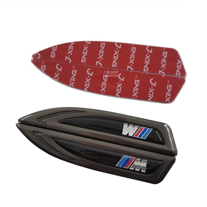 2pcs Stiker Emblem Logo Bmw M / M Bahan Metal Untuk Fender Samping Mobil