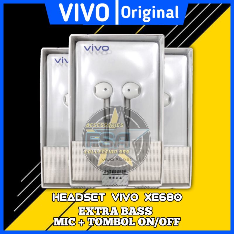 HEADSET/EARPHONE VIVO ORI EXTRA BASS HEADSET VIVO Y11 Y12 Y19 V11 V17 Y20 By VIVO (XE-680) HANDSFREE VIVO ORIGINAL