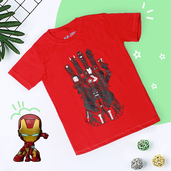 Kaos Anak Laki Karakter Superhero Cowok Hulk Ironman Spiderman Captain America Katun Combed