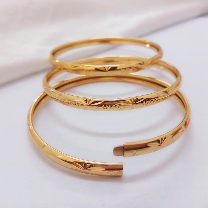 Gelang Keroncong Isi 3 &amp; 6 pcs Gelang Tumpuk bukaan samping  Lapis Emas
