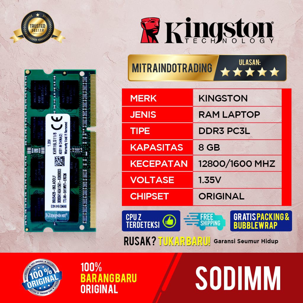 RAM KINGSTON SODIMM DDR3L 8GB PC 12800