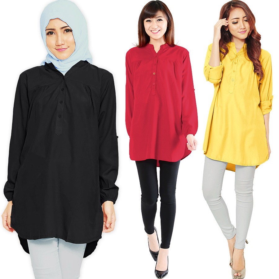 Beli Kemeja Tunik Wanita Lengan Panjang Size M L XL 6 