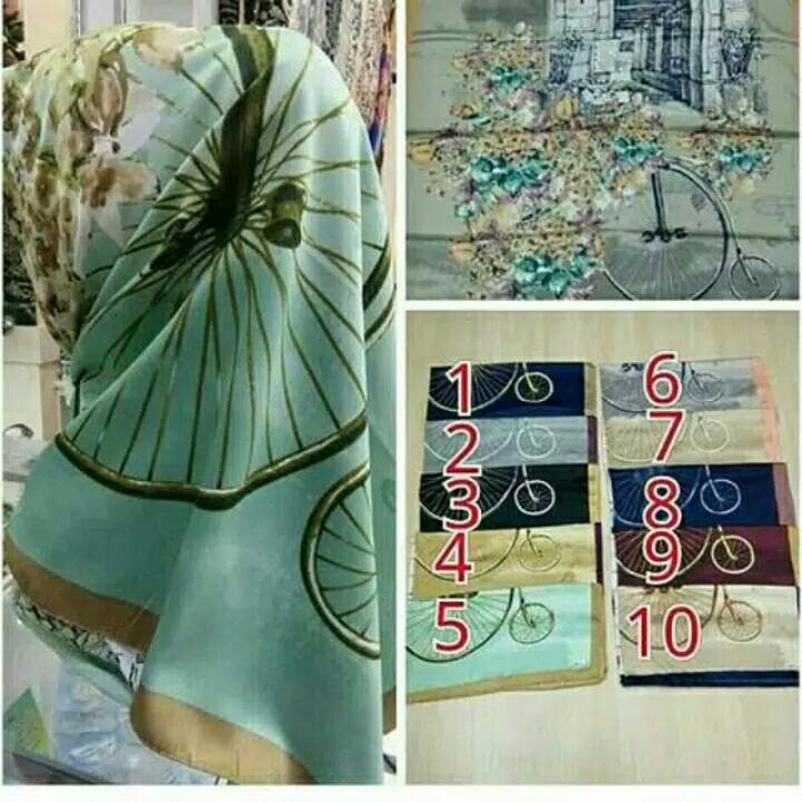 Promo Kerudung Segi Empat Satin Lamiz Motif Bunga jilbab hijab scraf TERBATAS