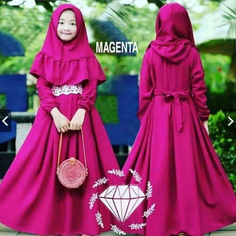 (3-5tahun) DELISHA GAMIS ANAK PEREMPUAN SET JILBAB BAHAN WOLFIS