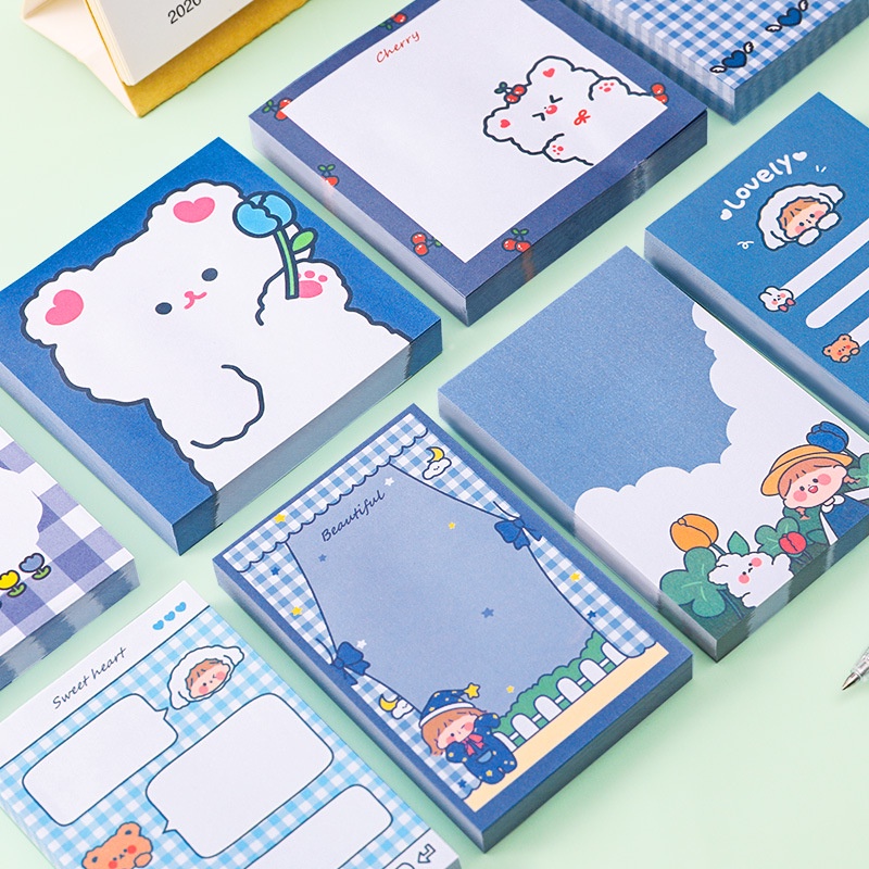 (Pimenova) Memo Pad karakter lucu Bunga Hewan Lucu Untuk Sekolah Kantor