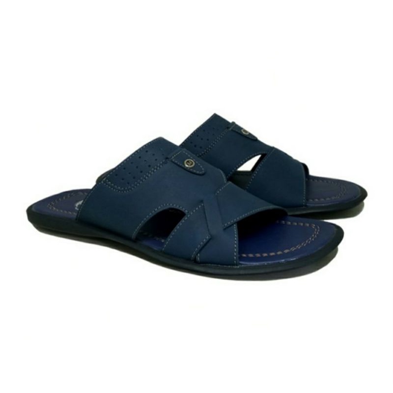 Sandal Slide Pria BIG Size 44-48 / SLOP Cowok LUAR Negri / Sendal Kulit JUMBO BESAR Navy, 48