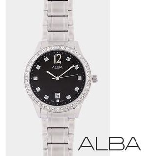 Alba Ladies AG8485X1 Black Silver Swarovski Jam Tangan Wanita AG8485 Ori
