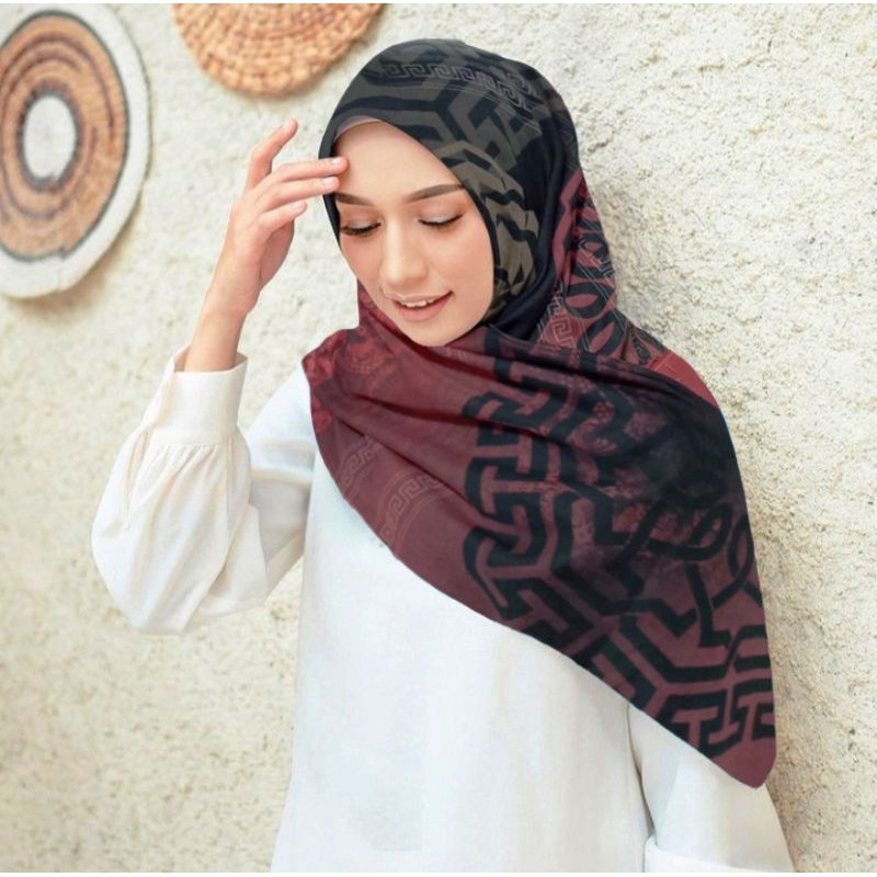 Terbaru !! Hijab Voal Segiempat Motif Diana Kerudung Segiempat Motif