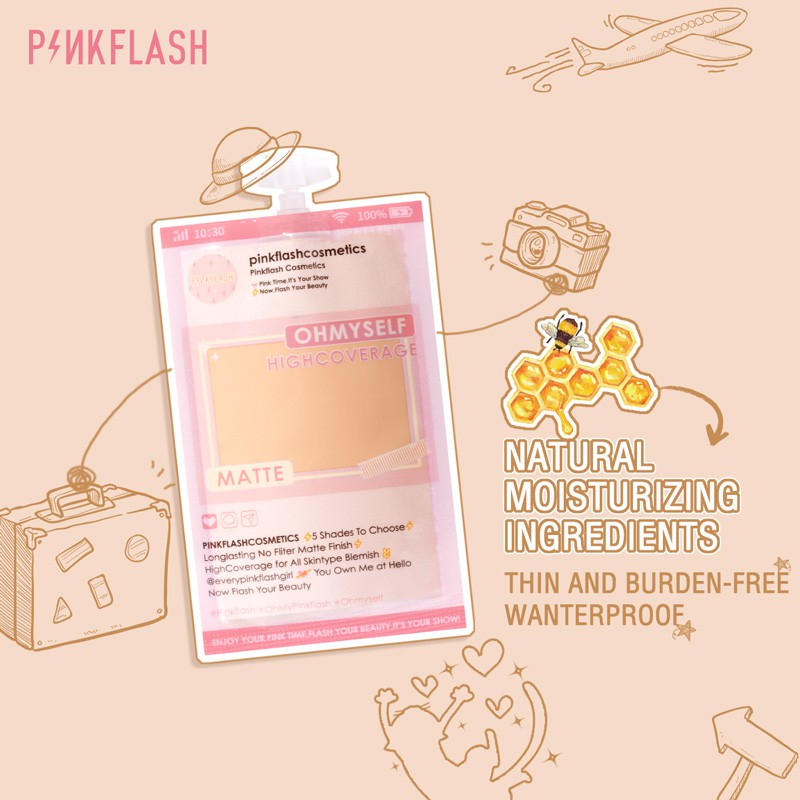 PinkFlash Lasting Matte Foundation PinkFlash Foundation Matte PinkFlash Foundation Pink Flash Alas Bedak Pinkflash