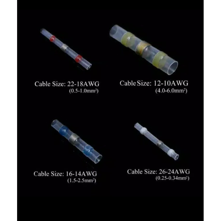 Penyambung Kabel Solder Waterproof/Splice Butt Connecctor Heat Shrink