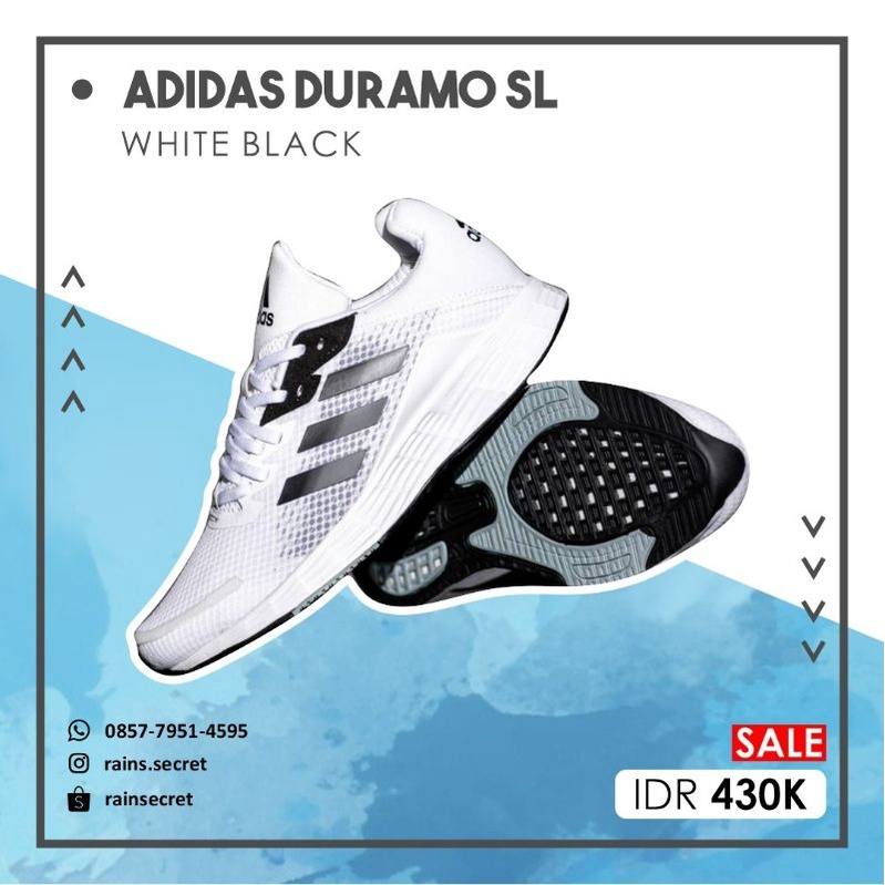 Adidas Duramo SL, white black, original sneakers
