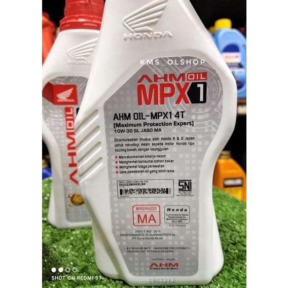 Oli AHM MPX1 MPX 1 800 ml SAE 10W-30 SL JASO MA AHM OIL Oli Honda Asli